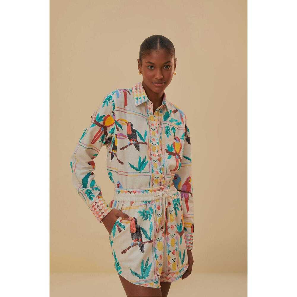Off-White Stitched Birds Scarf Short
